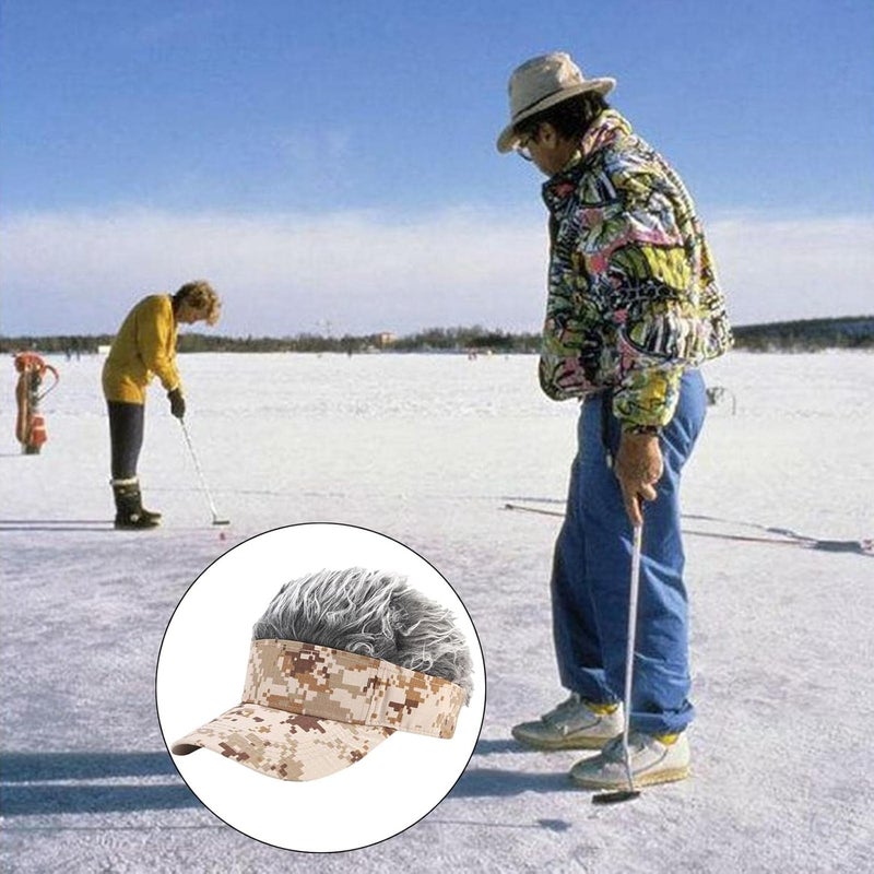 klarako Men's Novelty Visor Sun Golf Cap Wig Peaked Adjustable Baseball Hat - Image 2