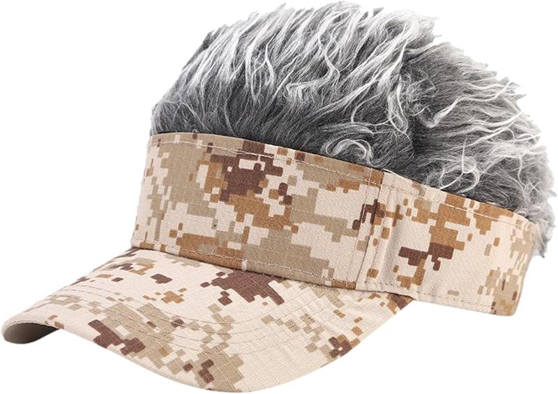 klarako Men's Novelty Visor Sun Golf Cap Wig Peaked Adjustable Baseball Hat - Image 1