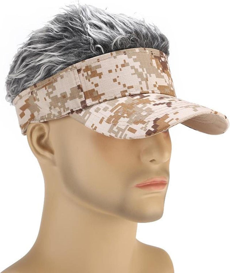 klarako Men's Novelty Visor Sun Golf Cap Wig Peaked Adjustable Baseball Hat - Image 5