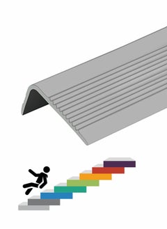 Y&D Stair Leading Edge Protector, Waterproof Anti-Slip Rubber Step Adhesive Decorative Protection Strip for Home School Nursing Indoor and Outdoor Steps(Grey)  - Image 1