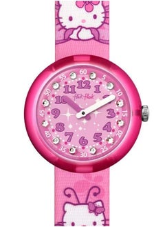 Swatch ساعة يد للبنات مقاومة للماء بحركة كوارتز على شكل فراشة هالو كيتي - 32 مم  - Image 1
