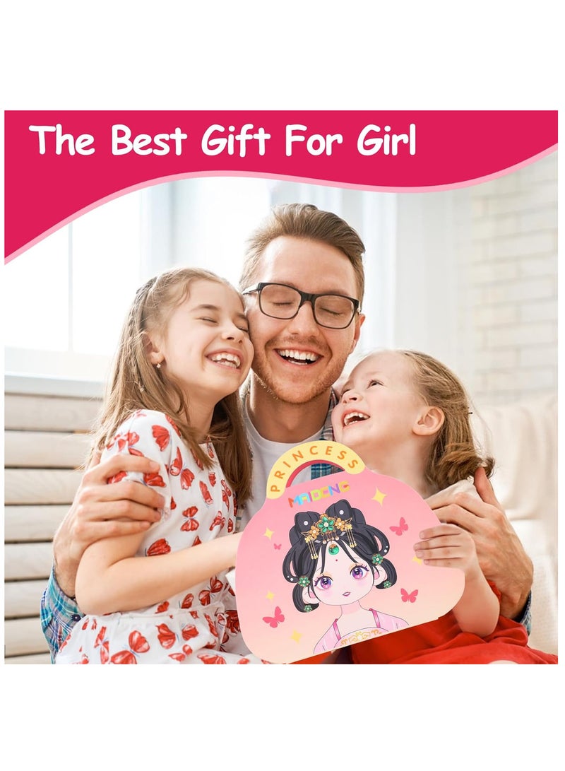 TFIXOL 2pcs Art Craft Activity for Kids, Paper Craft Kits - Paper Makeup DIY Girls Toy Kit with Diamond Painting & Princess Dress Up Set, Birthday Party Gift for Girls - Image 5