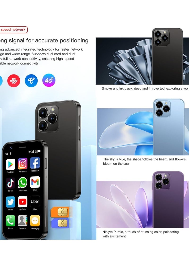 SOYES XS16 Mini 4G LTE Smartphone 3GB RAM 64GB ROM Android 10.0 3" Screen 5MP Camera Dual SIM with Play Store WhatsApp - Purple