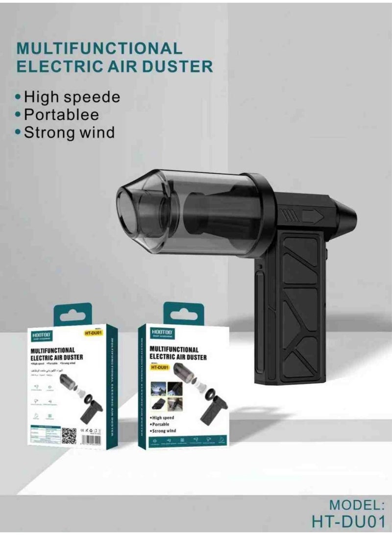 هوتو مكنسة كهربائية ومنفاخ هواء 2-في-1  بقوة تربو 350000RPM، جهاز لاسلكي مع شحن تايب سي، قوة شفط عالية ومؤشر بطارية، 4 سرعات قوية للتنظيف والنفخ، مكنسة سيارة صغيرة وخفيفة وسهلة الاستخدام. - Image 3