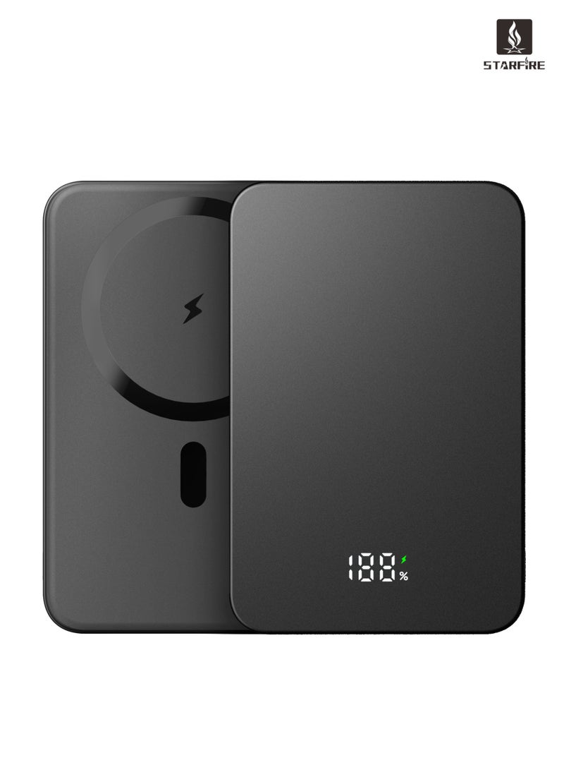 Starfire 10000mAh Wireless Magsafe Power Bank, MagSafe-Compatible 15W Wireless + 22.5W Type-C Fast Charging, LED Digital Display, Magnetic Portable Charger for iPhone & Android (Black) - Image 1