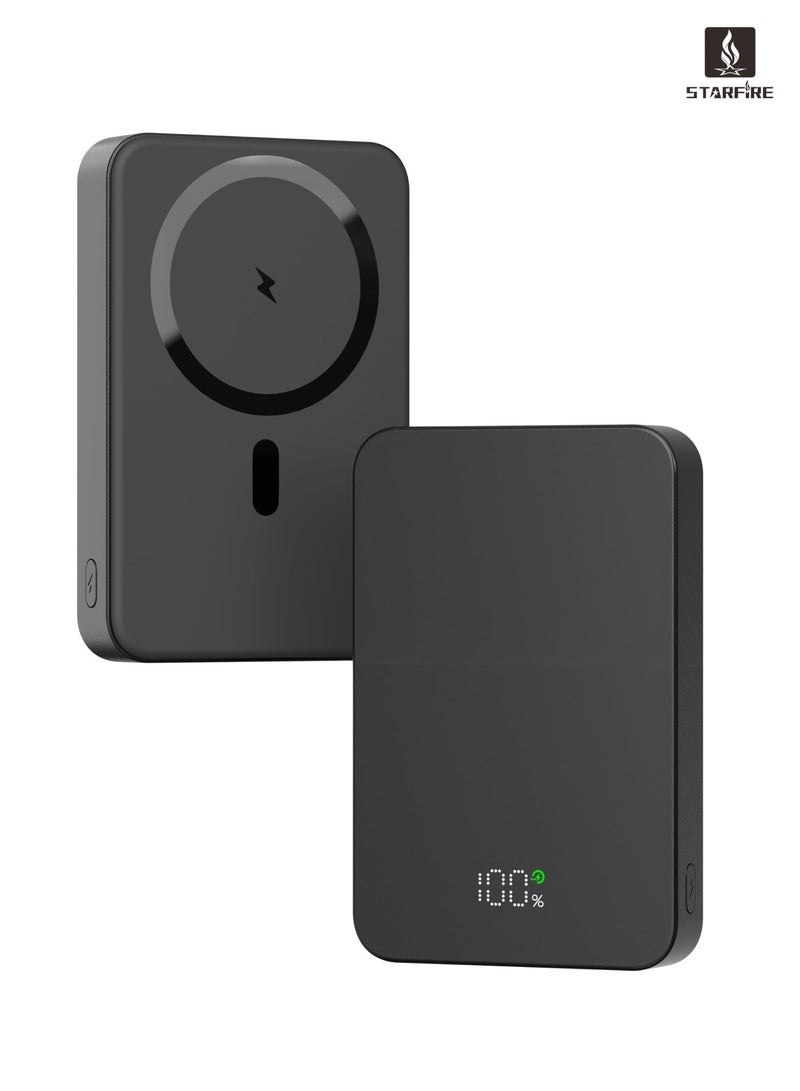 Starfire 10000mAh Wireless Magsafe Power Bank, MagSafe-Compatible 15W Wireless + 22.5W Type-C Fast Charging, LED Digital Display, Magnetic Portable Charger for iPhone & Android (Black) - Image 3