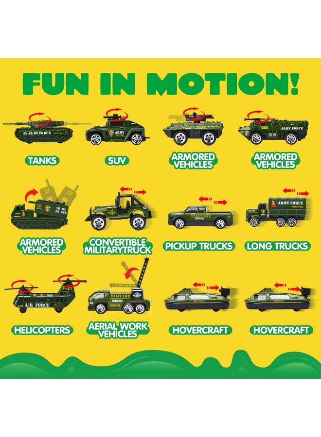 JOYIN 25 in 1 Green Military Big Truck Toys, Army Men Tanks Set with Soldier Men, Mini Battle Car Toy in Carrier Truck with Lights and Sounds, Gifts for Toddler Kids Boys Ages 3+ - Image 3
