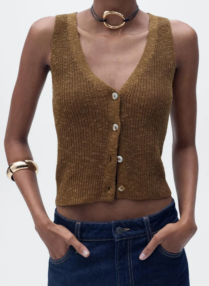 MANGO Chunky-Knit Waistcoat With Buttons