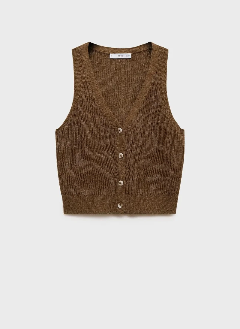 MANGO Chunky-Knit Waistcoat With Buttons