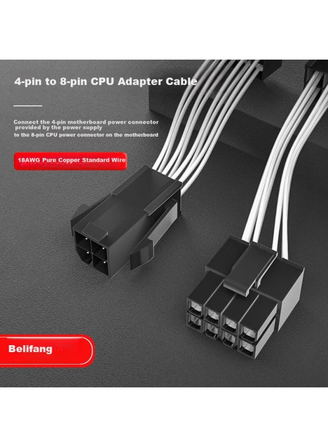 Burlefran Cpu Power Adapter Cable 4Pin To 8Pin Power Conversion Cable 4P To 8P 4-Pin To 8-Pin Power Conversion Cable - Image 1