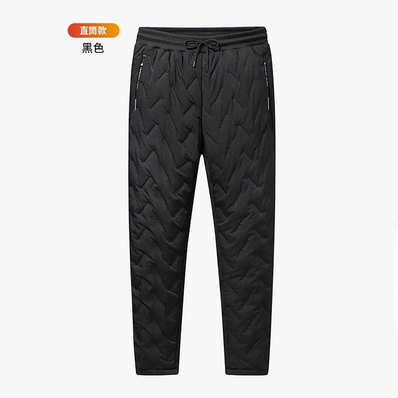 Winter lambswool cotton pants men's extra large winter outer wear warm loose straight casual ankle-tied pants  - Image 3