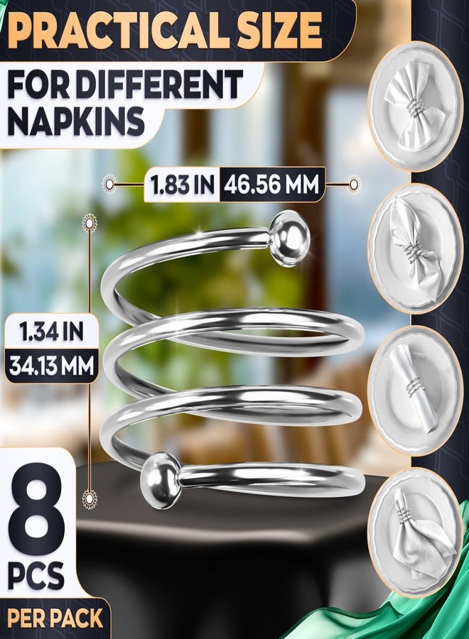 LEGLO Silver Napkin Rings Set of 8 – Elegant Napkin Ring Holders, Sturdy Metal Holiday Table Decor for Weddings, Parties and Family Dinners, Great Kitchen Gifts Idea, Graduation Table Decorations for Events - Image 2