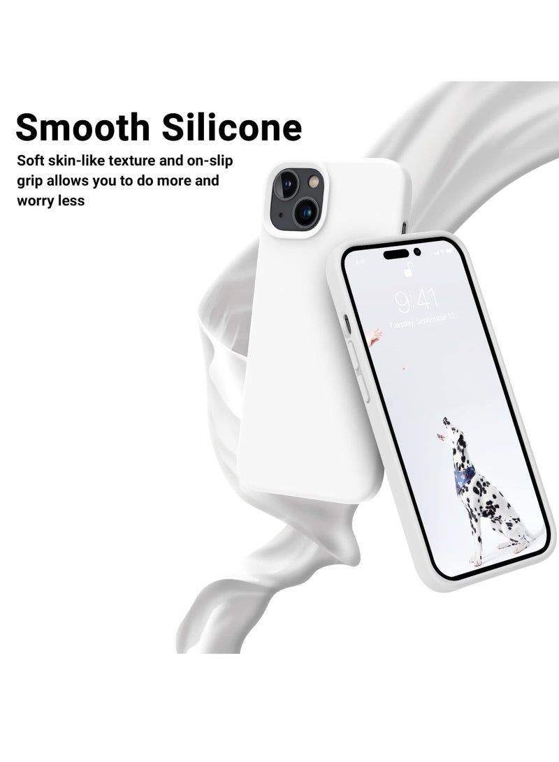 Compatible with iPhone 13/14 Case, Liquid Silicone Full Body Protective Case with [Anti-Scratch] [Soft Microfiber Lining] [Camera Protective] for iPhone 13 6.1 inch, White - Image 2