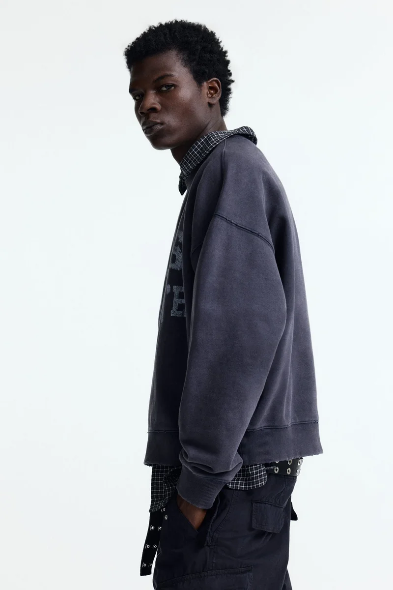 H&M  Oversized Fit Printed sweatshirt for Men | Best Price UAE
