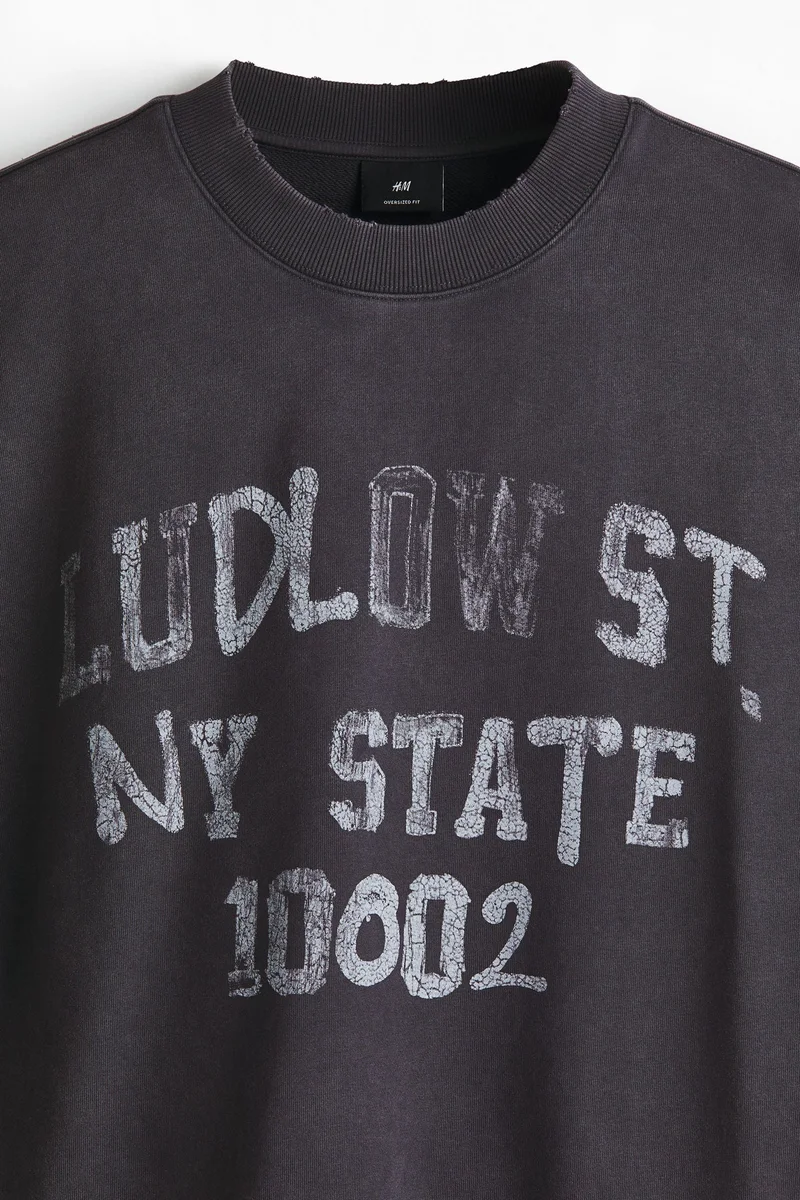 H&M  Oversized Fit Printed sweatshirt for Men | Best Price UAE