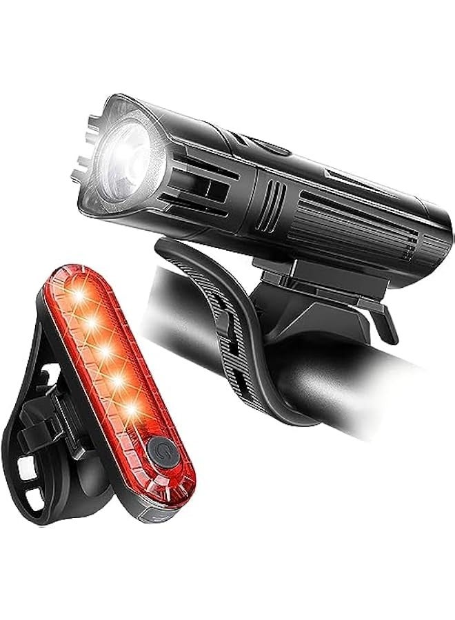 TRASSLE Ultra Bright USB Rechargeable Battery Bike Light Set - Powerful Bicycle Front Headlight and Back Taillight - 4 Light Modes - Easy to Install for Men Women Kids Road Mountain Cycling  - Image 1