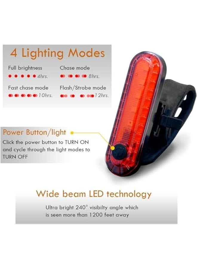 TRASSLE Ultra Bright USB Rechargeable Battery Bike Light Set - Powerful Bicycle Front Headlight and Back Taillight - 4 Light Modes - Easy to Install for Men Women Kids Road Mountain Cycling  - Image 4