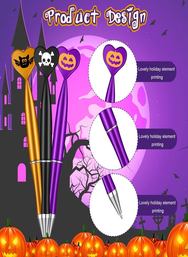 Teling 24 Packs Halloween Ballpoint Pens Pumpkin Skull Bat Heart Shaped 1.0 mm Retractable Gel Black Ink Pens for Home Office Supplies Halloween Party Favors - Image 3
