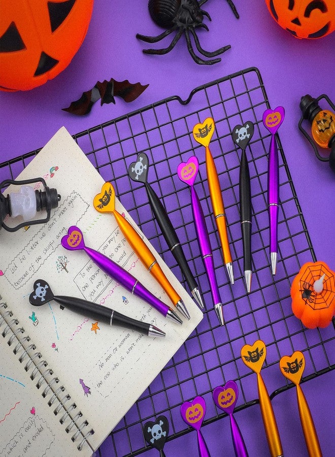 Teling 24 Packs Halloween Ballpoint Pens Pumpkin Skull Bat Heart Shaped 1.0 mm Retractable Gel Black Ink Pens for Home Office Supplies Halloween Party Favors - Image 4