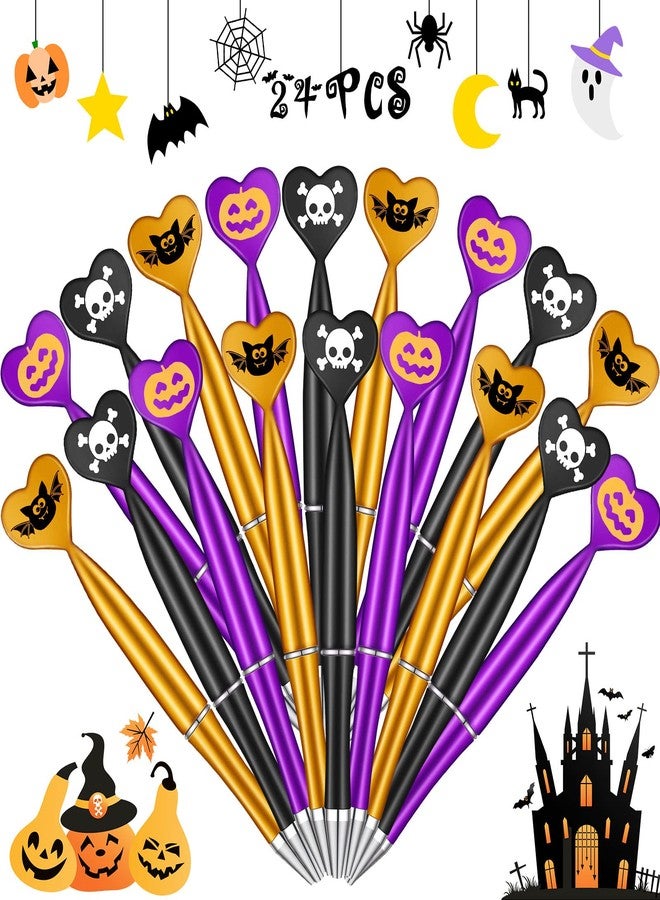 Teling 24 Packs Halloween Ballpoint Pens Pumpkin Skull Bat Heart Shaped 1.0 mm Retractable Gel Black Ink Pens for Home Office Supplies Halloween Party Favors - Image 1