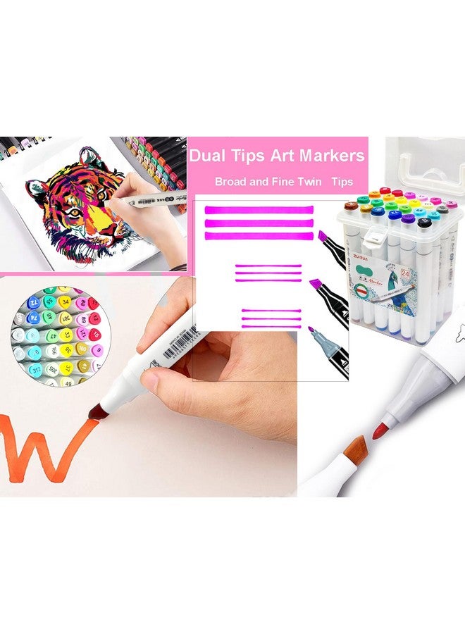 FunBlast 24 Color Markers Twin Tip - Double Tip Markers for Artist, Sketch Alcohol Markers Set, Drawing Colour Markers for Kids, Marker for White Board - Image 4