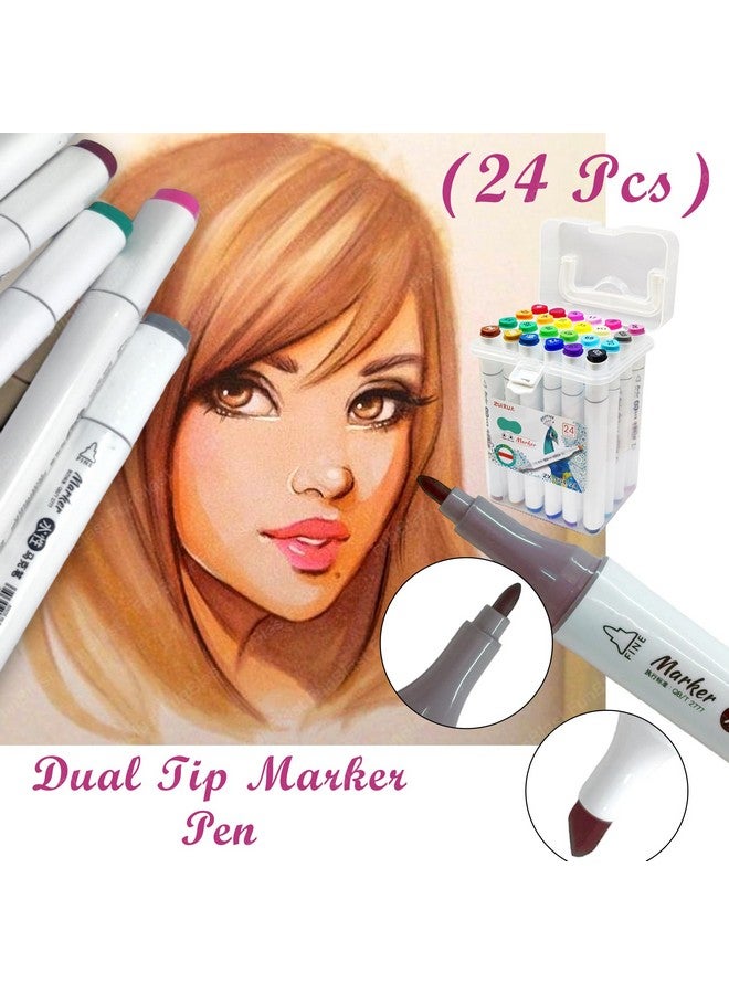 FunBlast 24 Color Markers Twin Tip - Double Tip Markers for Artist, Sketch Alcohol Markers Set, Drawing Colour Markers for Kids, Marker for White Board - Image 5
