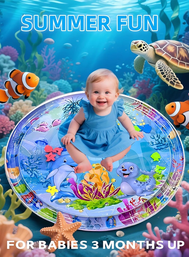 MIXDE Tummy Time Water Mat for Babies - Extra Large Baby Play Water Mat, Infant Water Sensory Baby Tummy Time Play Mat for Toddlers, Visual Stimulation Toys Baby Boys  Girls Summer Gifts - Image 2