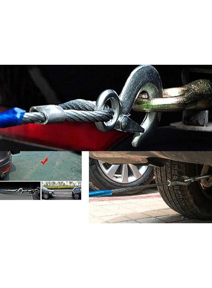 Emergency Heavy-Duty Towing Cable with Dual Forged Hooks - Image 3