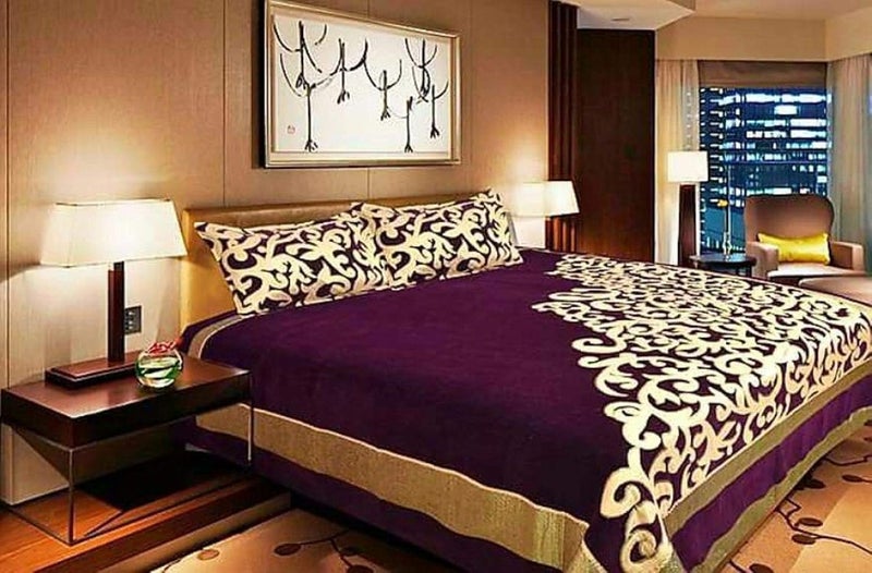 Fresh From Loom Chenille Velvet Abstract 500 TC Heavy Bedsheet for Double Bed King Size 90 x 100 inch Purple Color with 2 Pillow Covers
