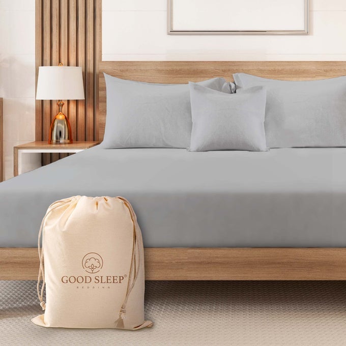 LUXURY EGYPTIAN COTTON FITTED SHEET 1000 TC SOFT SATEEN WEAVE LIGHT GRAY 16 DEEP KING SIZE