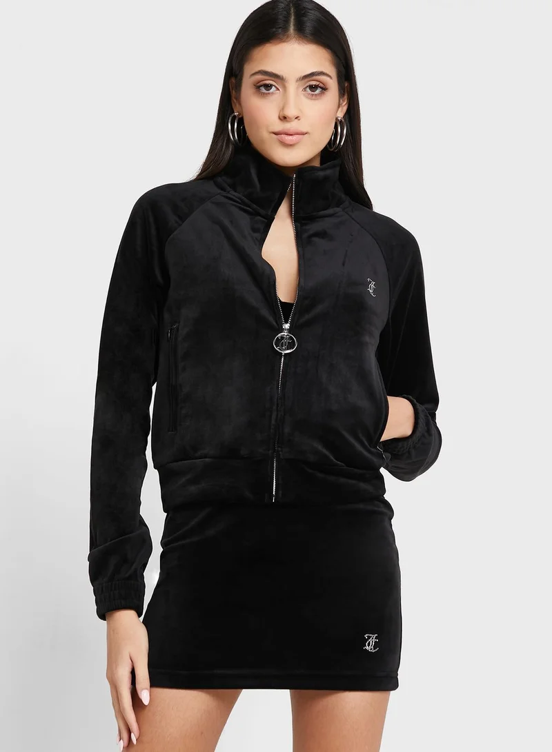 Juicy Couture Zip Detail Knitted Sweatshirt