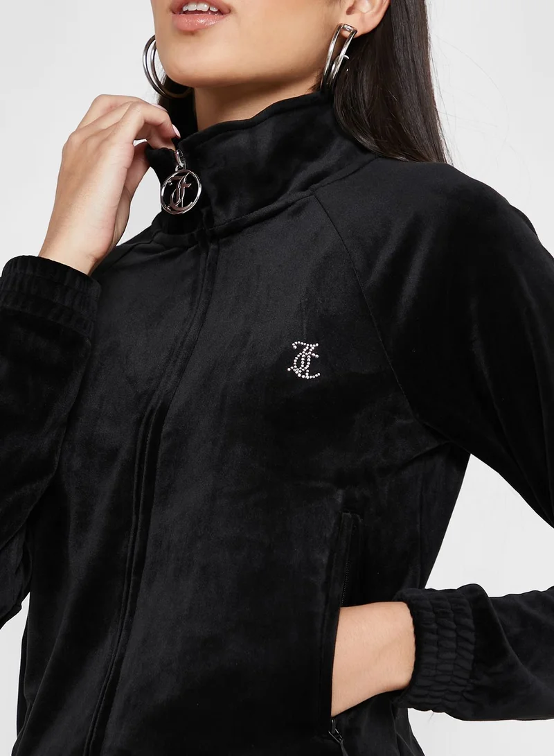 Juicy Couture Zip Detail Knitted Sweatshirt