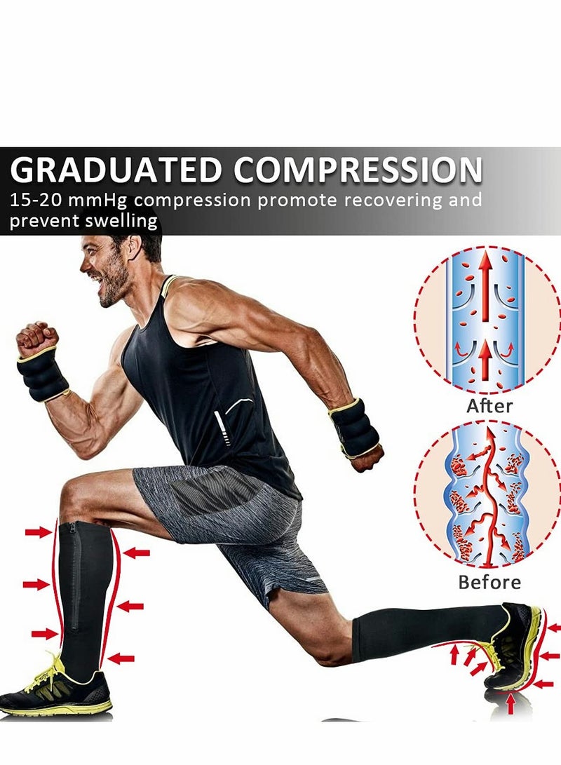Zippered Compression Socks for Men  Women - 15-20 mmHg Support for Yoga, Gym  Edema Relief - Stylish Black Design - Image 2