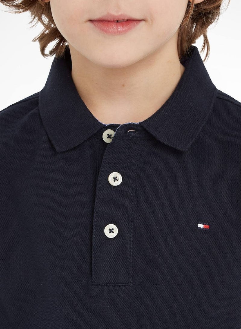 TOMMY HILFIGER Boys' Regular Short Sleeves Polo Shirt - Cotton, Blue  - Image 4