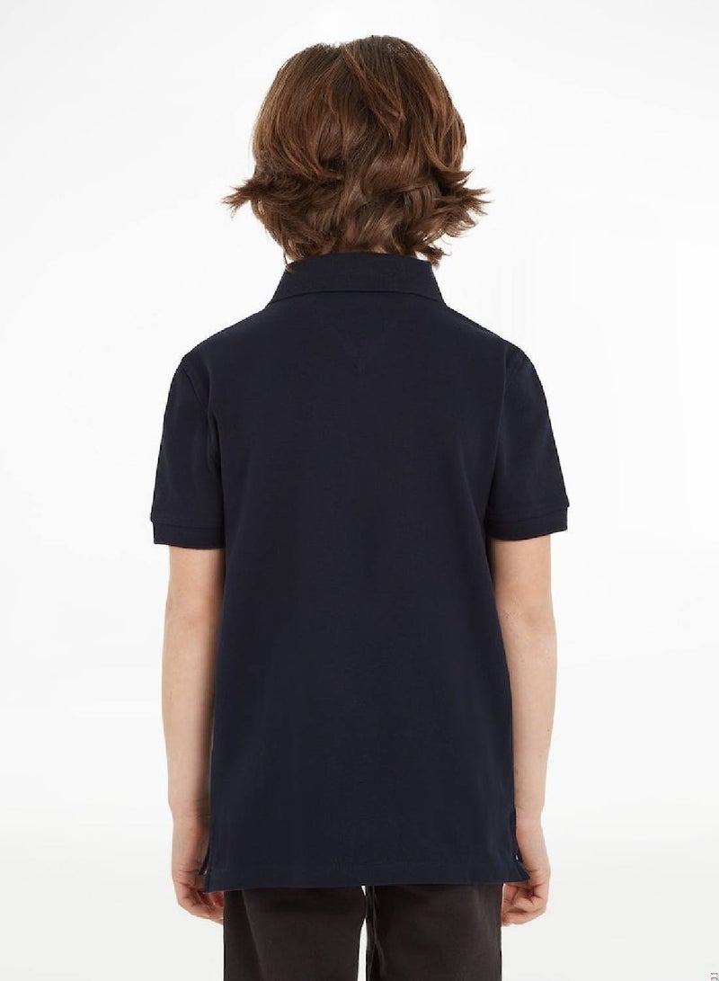 TOMMY HILFIGER Boys' Regular Short Sleeves Polo Shirt - Cotton, Blue  - Image 5