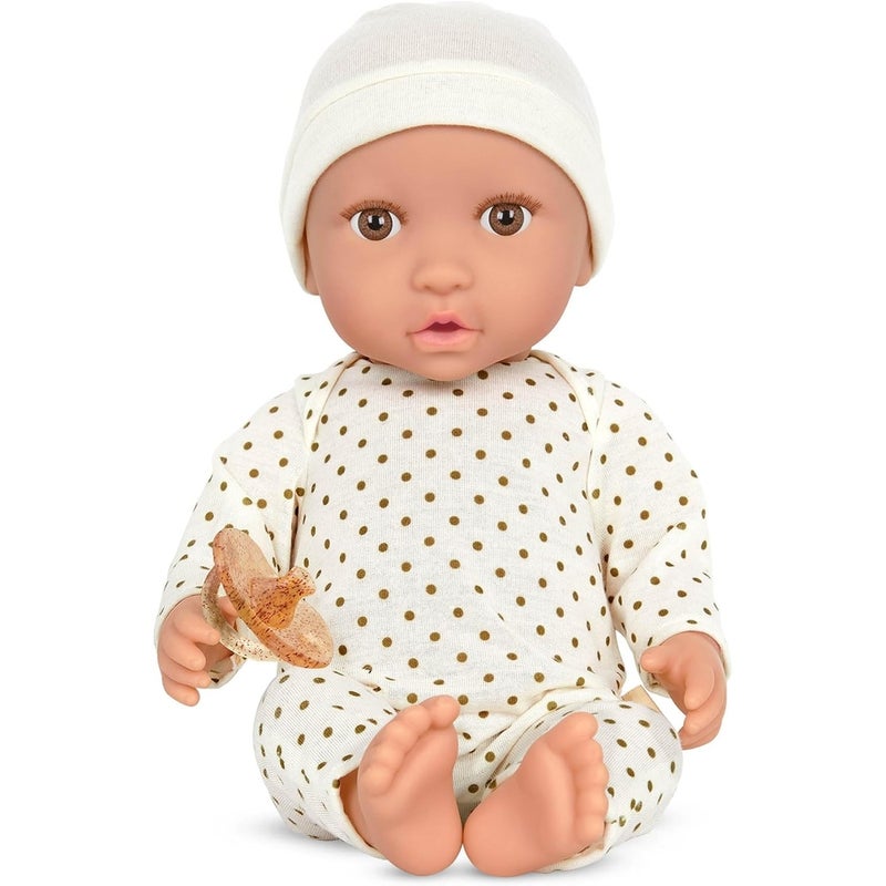 لولا بيبي دمية طفل 14بوصة أبيض مع بيجامة بيضاء منقطة باللون الذهبي - LBY7215Z - Image 1