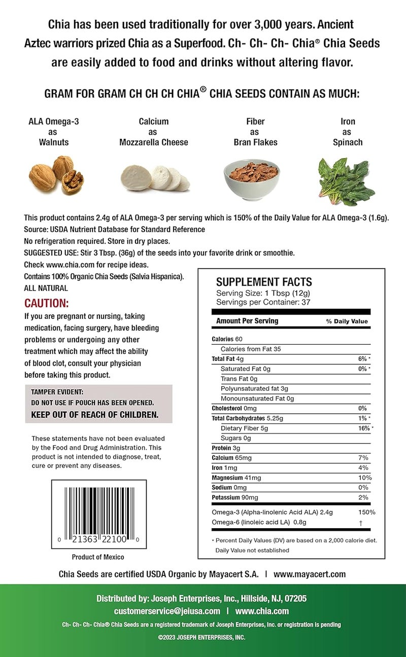 Chia CH- CH- CH- Organic Seeds - 1 lb. USDA Organic - Image 2