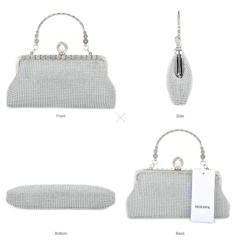 Mihawk evening bags and clutches for women evening bag purses evening clutch(Silver) - Image 4
