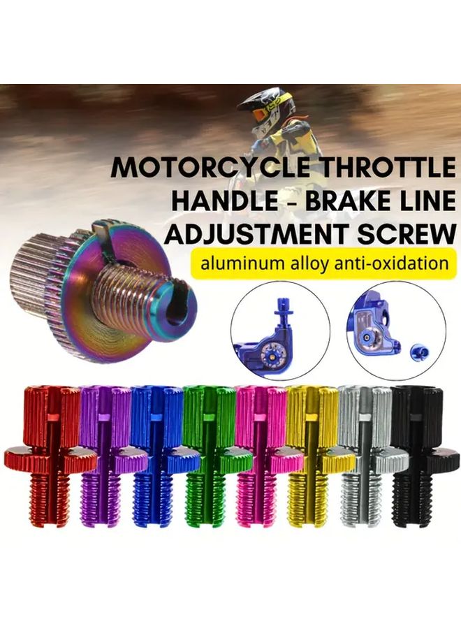 Pink Universal Motorcycle Throttle Handle With 8mm Brake Line Adjustment Screw Nut - Image 1