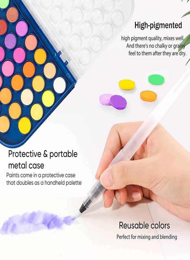 GETHPEN Watercolor Paint Set, 48 Colors Non toxic Watercolor Paint with a Brush Refillable a Water Brush Pen and Palette, Washable Water Color Paints Sets for Kids - Image 4