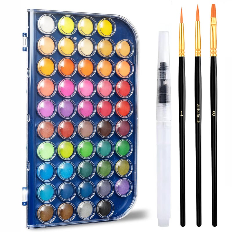 GETHPEN Watercolor Paint Set, 48 Colors Non toxic Watercolor Paint with a Brush Refillable a Water Brush Pen and Palette, Washable Water Color Paints Sets for Kids - Image 1