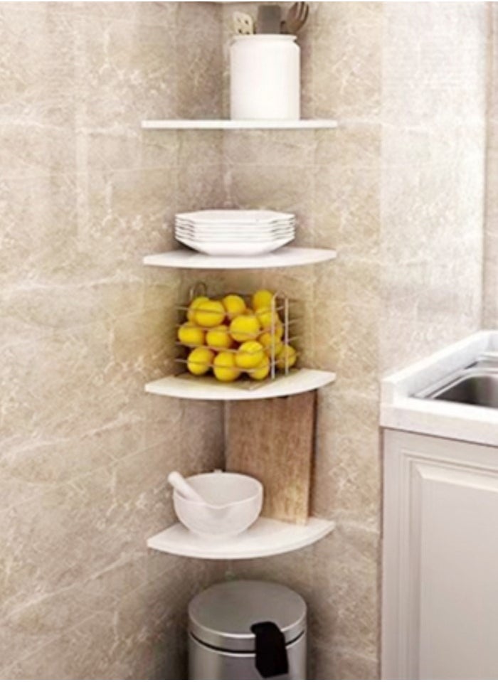 Kutis 4-Pieces Home Decoration Shelf Shower Organizer Wall Mounts Storage Rack White 18x18 Centimeter  - Image 3