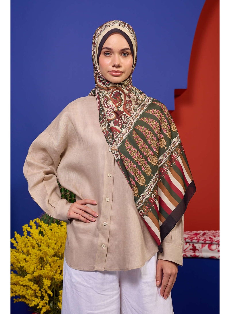Marrakech Collection Soft Forest Green Black Shawl 3049-07 - Image 3