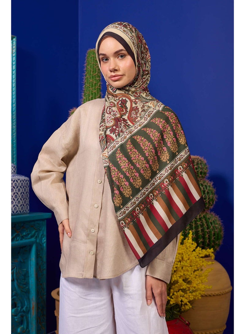 Marrakech Collection Soft Forest Green Black Shawl 3049-07 - Image 1