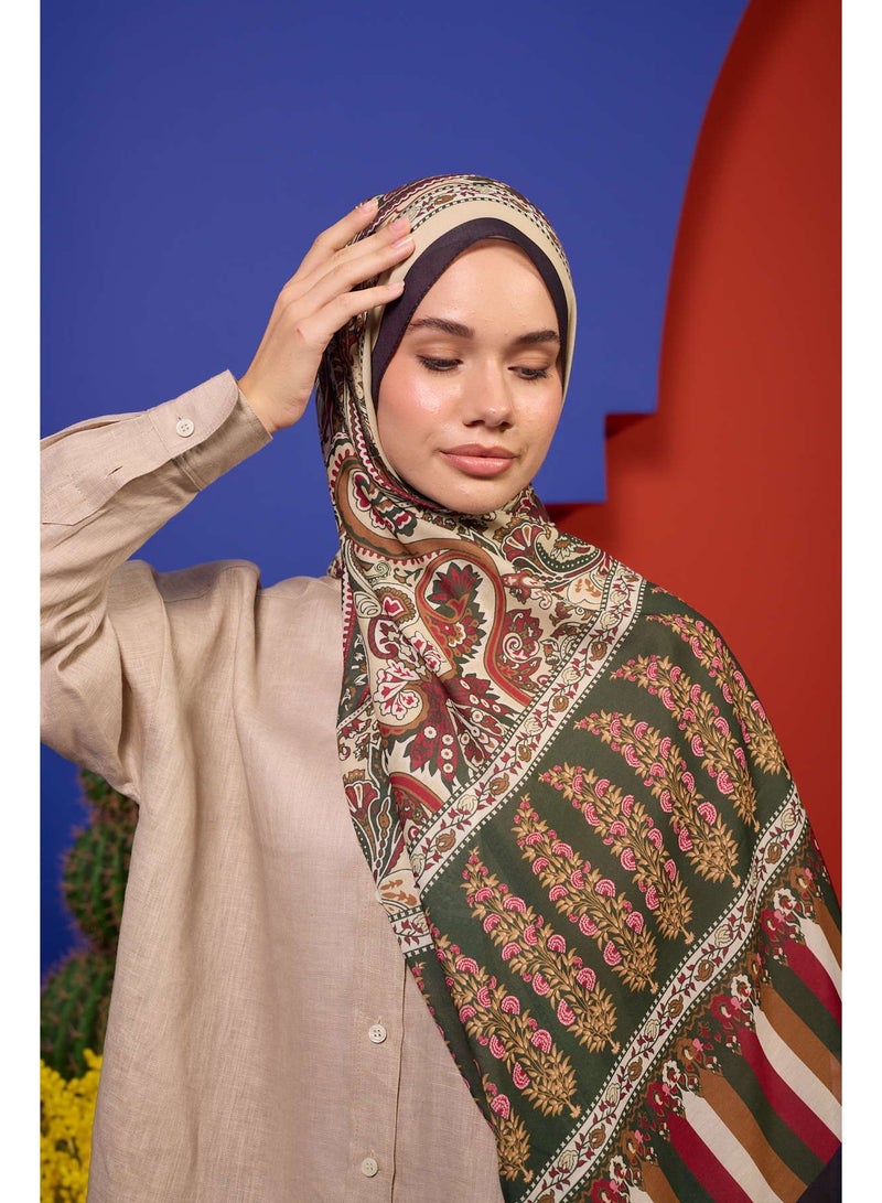 Marrakech Collection Soft Forest Green Black Shawl 3049-07 - Image 2