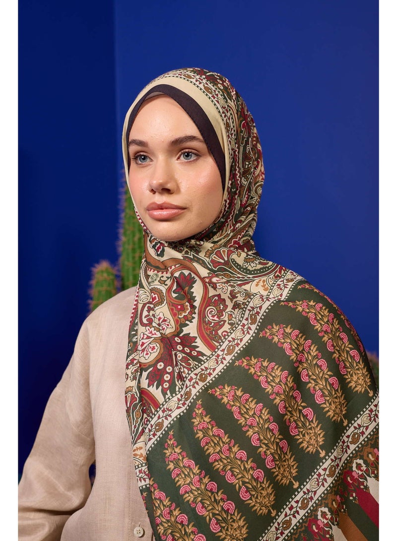 Marrakech Collection Soft Forest Green Black Shawl 3049-07 - Image 4