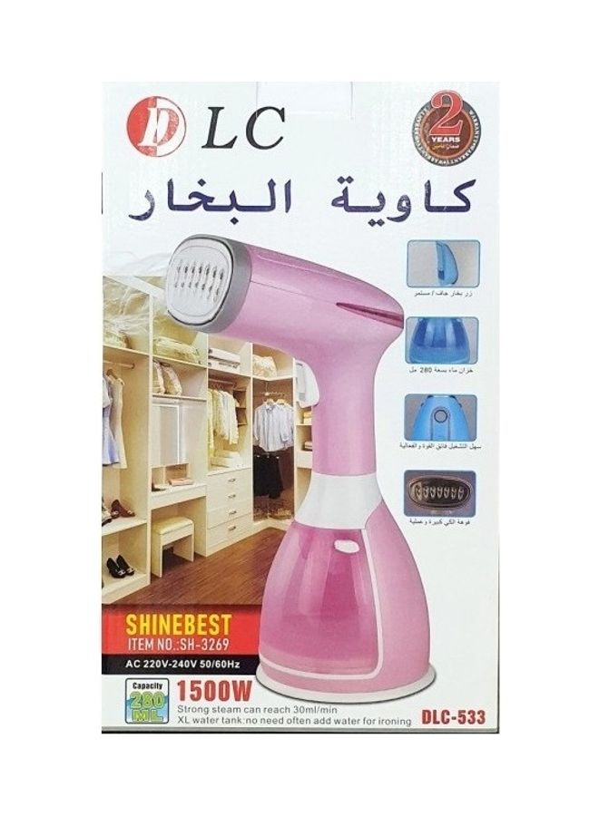 DLC Garment Steamer Handheld Fabric Steam Iron 280 ml 1500 W DLC-533 Pink - Image 2