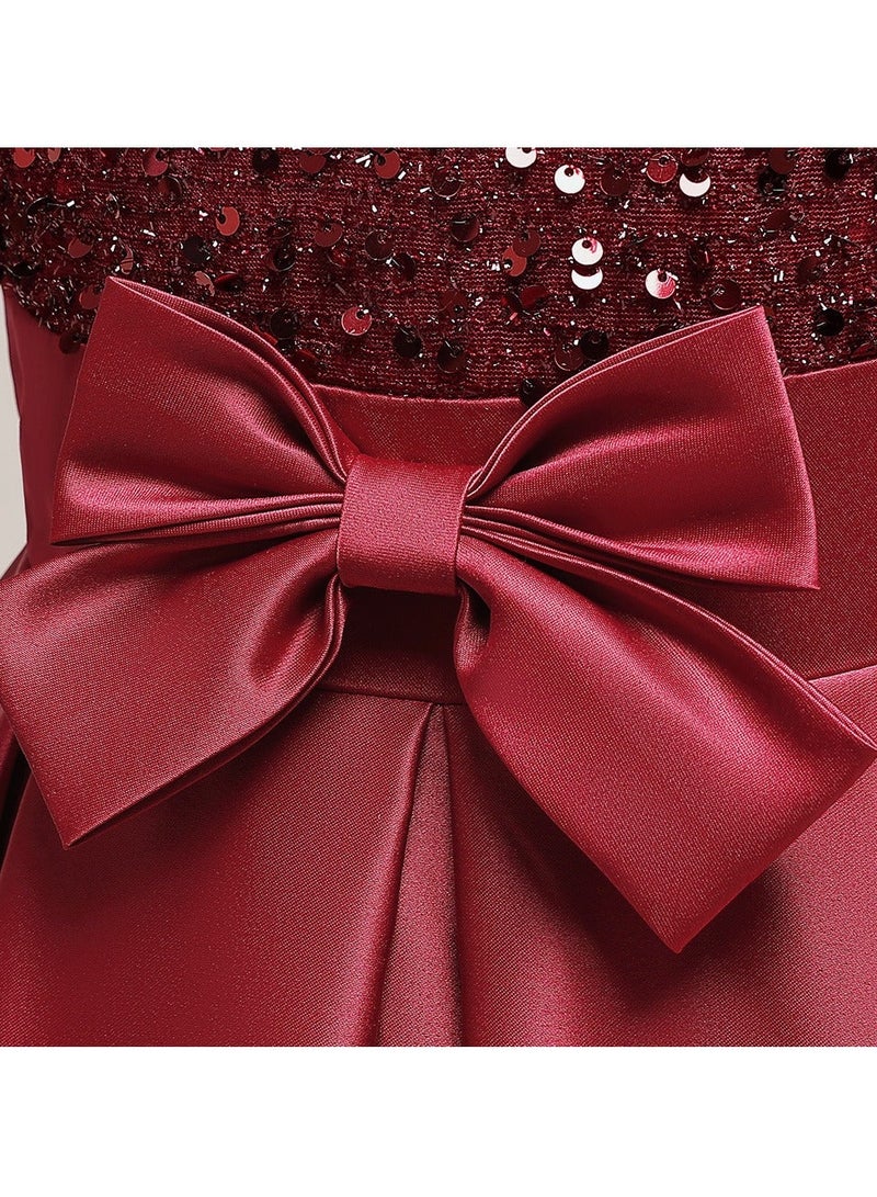 M MIAOYAN Children's Party Piano Performance Sequin Princess Dress - Image 5