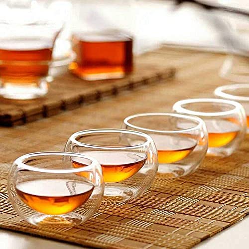 Baskety Double Wall Borosilicate Glass Tea Cups Set – 6-Pack Transparent Cups for Tea, Coffee, Juice & Hot or Cold Beverages - Image 4