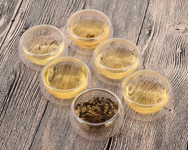 Baskety Double Wall Borosilicate Glass Tea Cups Set – 6-Pack Transparent Cups for Tea, Coffee, Juice & Hot or Cold Beverages - Image 5